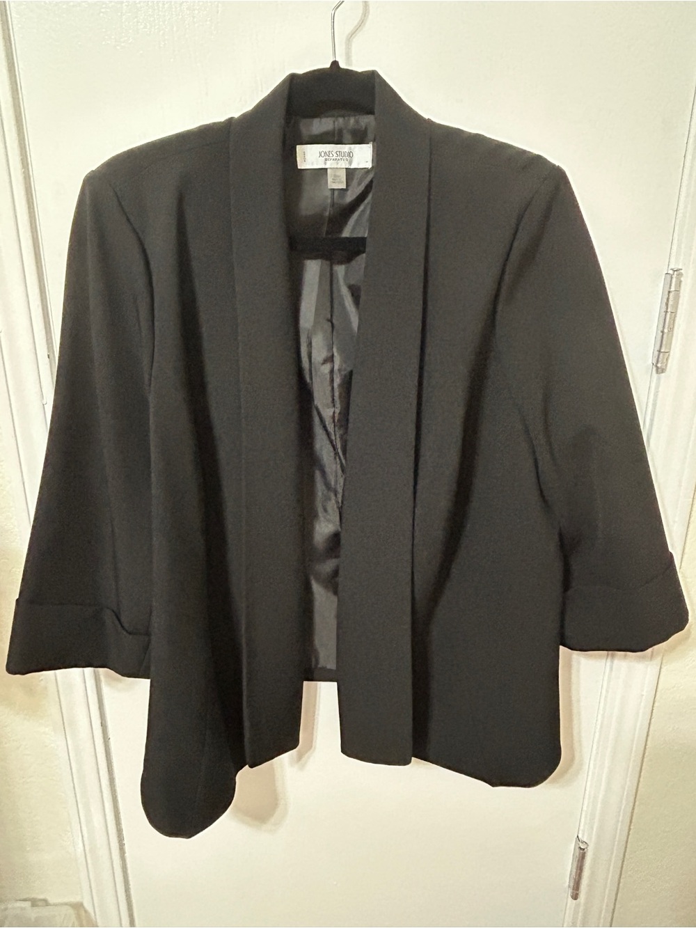 Jones Studio Black Open-Front Shawl Collar Blazer Jacket